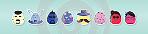 Hipster easter. set of stylish eggs. cartoon icon design template with various models. vector illustration isolated on blue