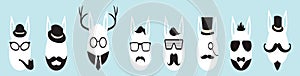 Hipster easter. set of stylish eggs. cartoon icon design template with various models. vector illustration isolated on blue