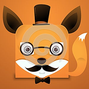 Hipster face fox square style
