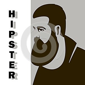 Hipster face head vector illustration profile side