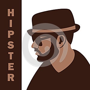 Hipster face head vector illustration profile side