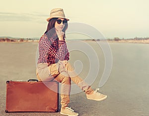 Hipster female traveler