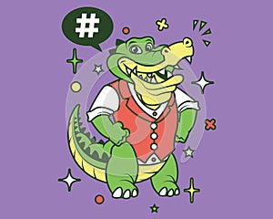 Hipster Gator Cartoon T Shirt Design