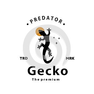hipster gecko logo vector outline silhouette art icon