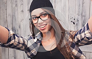 Hipster girl with braces