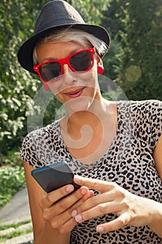 Hipster Girl Using Smart Phone