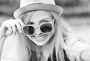 Hipster girl wearing sunglasses