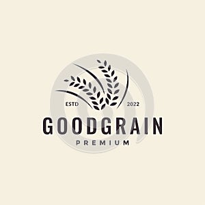 Hipster grain wheat logo design