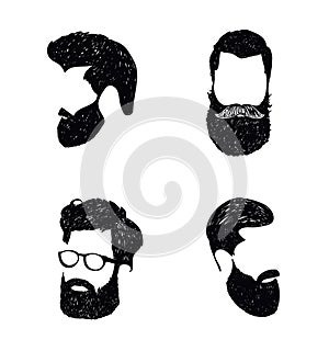Hipster hair and beards, fashion vector