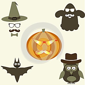 Hipster halloween icons