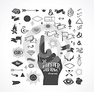 Hipster hand drawn shapes, icons, elements