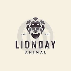 Hipster head mane lion logo design vector graphic symbol icon illustration creative idea