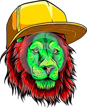 Hipster lion vector illustration on white background