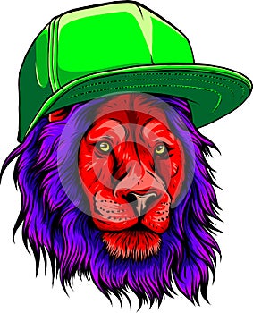 Hipster lion vector illustration on white background