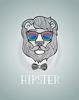 Hipster lion wearing spectacles