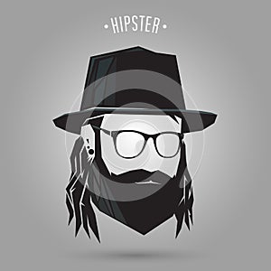 Hipster long hair style with hat