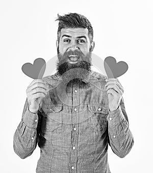 Hipster in love celebrates valentines day or sends valentine cards