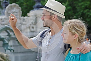 hipster love couple outdoor in city photo