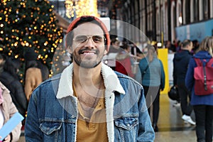 Hipster in the mall during Christmas