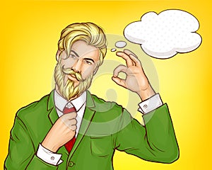 Hipster man in green suit cartoon vector