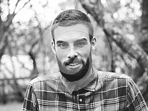 Hipster man portrait in black and white