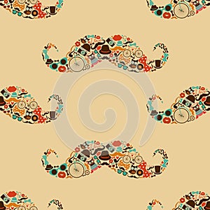 Hipster Mustache Colorful Seamless Pattern