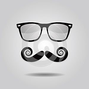Hipster mustache and sunglasses icons
