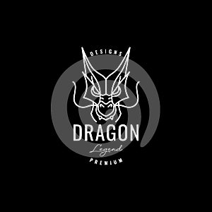 Hipster myth dragon face logo design