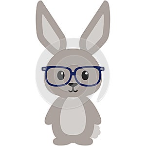 Hipster Nerdy Geeky Woodland Bunny Rabbit Illustration