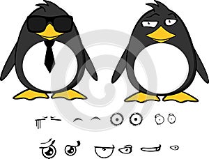 Hipster penguin baby cartoon expressions set2