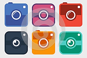 Hipster photo camera icon set