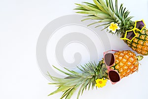 Hipster pineapples fashion. photo