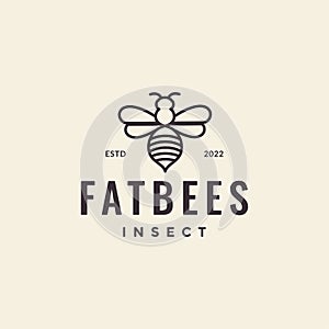 Hipster queen bee logo design