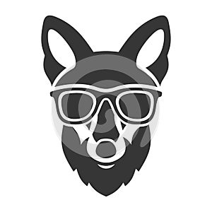 Hipster Red Fox Face in Glasses. Vector