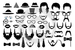 Hipster retro icon party set vector.