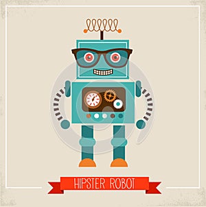 Hipster robot toy icon