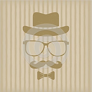 Hipster's hat, glasses, moustache