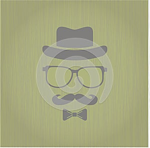 Hipster's hat, glasses, moustache