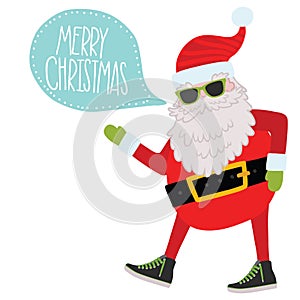 Hipster Santa Claus. Christmas background