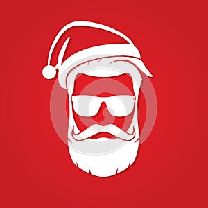 Hipster Santa Claus with cool beard and sunglasses. photo