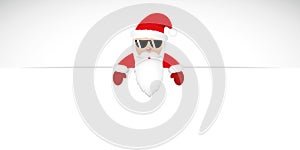 Hipster Santa Claus with cool sunglasses white banner