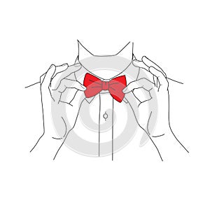 Hipster in a shirt and bow tie vector