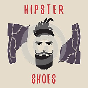 Hipster shoes. Mens shoes. Vector illustration.