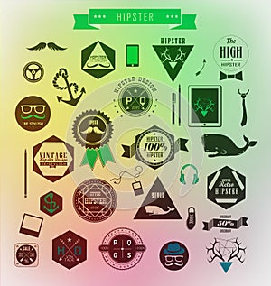 Hipster style elements, icons and labels