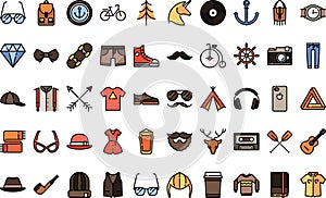 Hipster style icons High-Quality Vector Icons Collection with Editable Stroke. Ideal for Professional and Creative