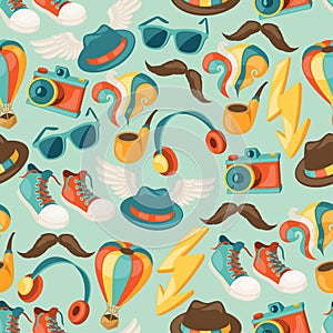 Hipster style seamless pattern