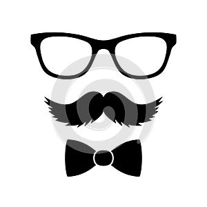 Hipster Style Set Bowtie, Glasses and Mustaches. photo