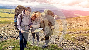 Hipster traveler on top of mountains