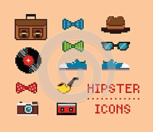 Hipster Vintage Pixel Icons