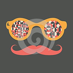 Hipster vintage sunglasses with circles and semicircles. photo